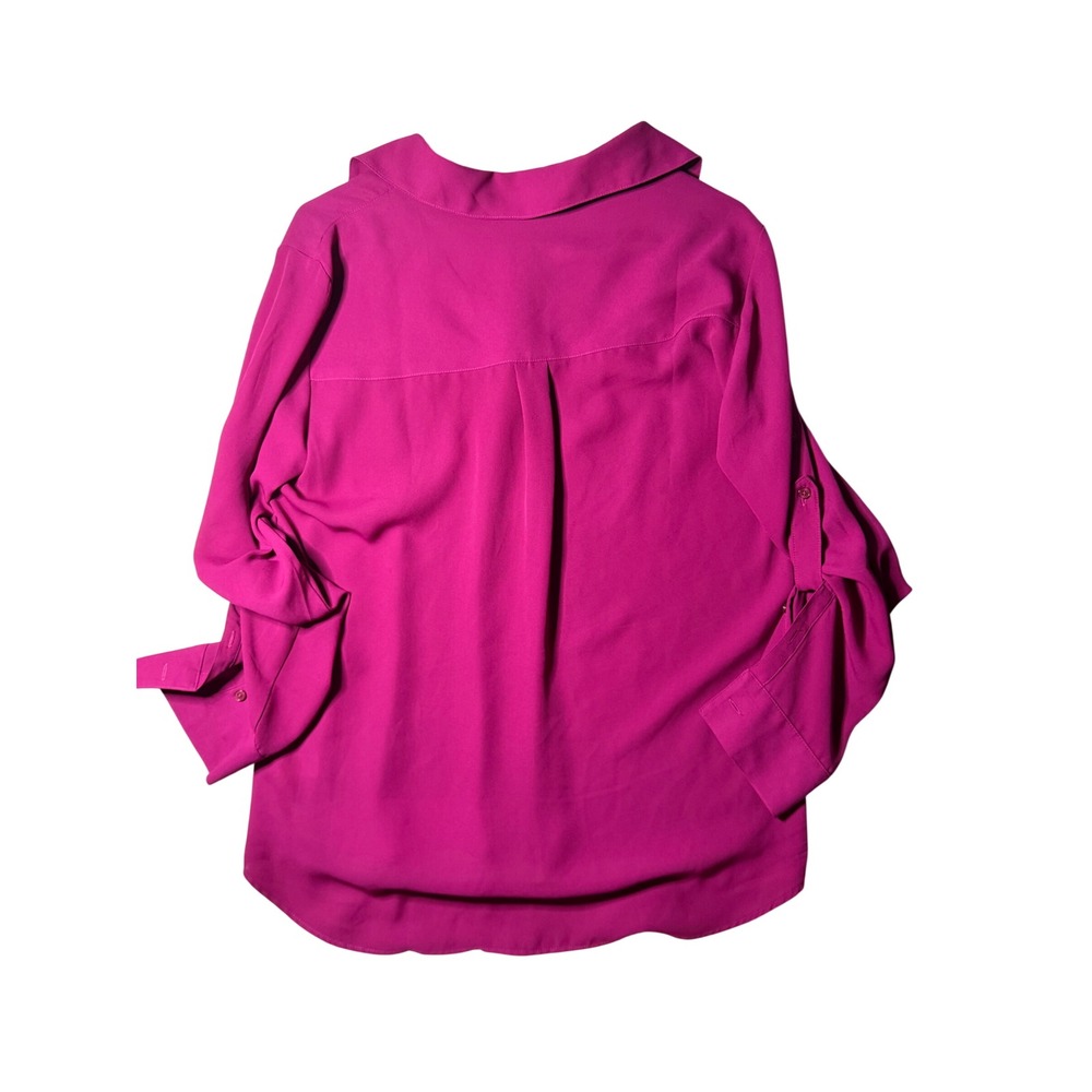Express Magenta Pink Portofino Roll Tab Sleeve Button Down Blouse Large L - Picture 2 of 11